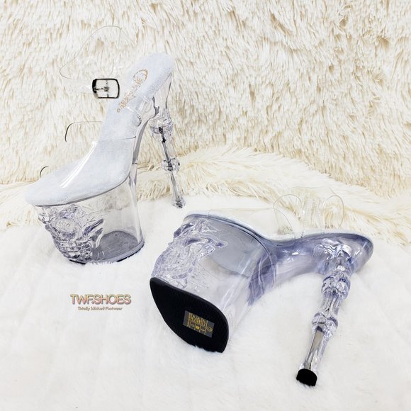 Pleaser White Heels with Clear Platform, Size Runs Small - Picture 6 of 15